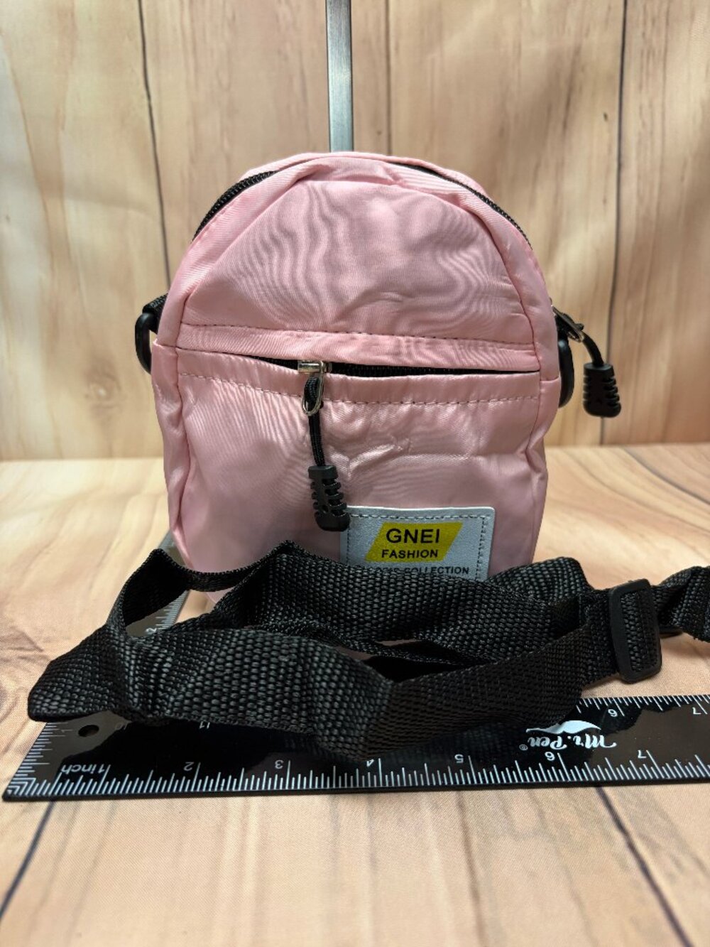 Mini Pink canvas backpack with crossbody strap